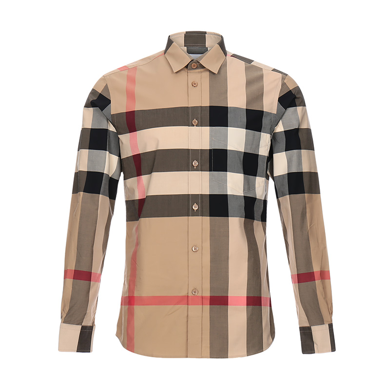 burberry男款衬衫,burberry男士衬衫 20春夏burberry 博柏利/巴宝莉 男士棉质长袖衬衫 8010213 典藏米色格