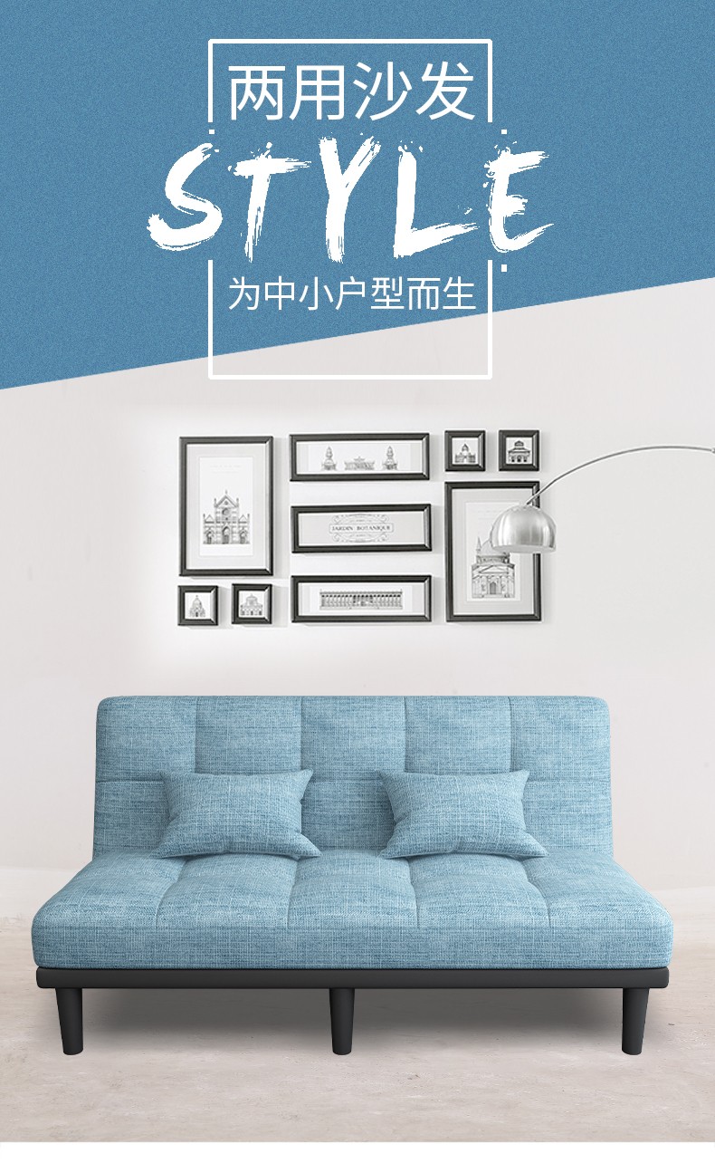 星奇堡 小户型客厅沙发床两用可折叠省空间简易经济型多功能双人懒人沙发 黄色【升级加厚加固】 200cm长*120cm宽