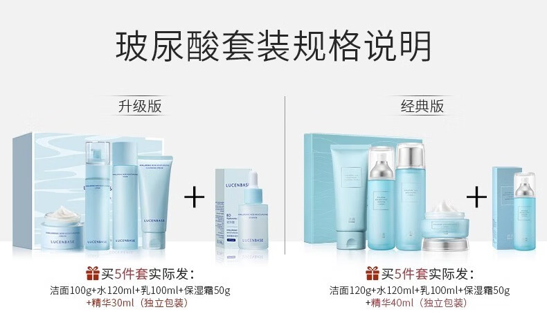 透真（LUCENBASE）玻尿酸水乳护肤品套装 补水保湿控油平衡 水乳霜修护舒缓收缩毛孔 【经典礼盒4件套】洁面+水+乳+霜