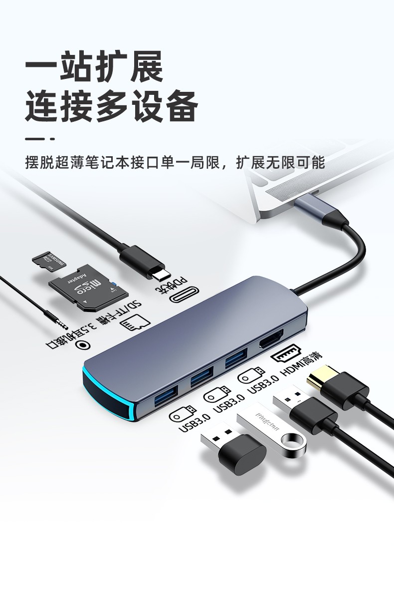 13合1：WJOY ype-c扩展坞（千兆网口、HDMI、VGA、PD、USB3.0） 199元包邮 买手党-买手聚集的地方