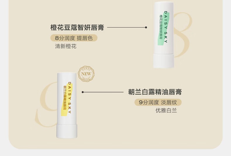 雏菊的天空（DAISY SKY）补水保湿润唇膏男女可用桂影橙花唇膏组合装打底 桂影+橙花