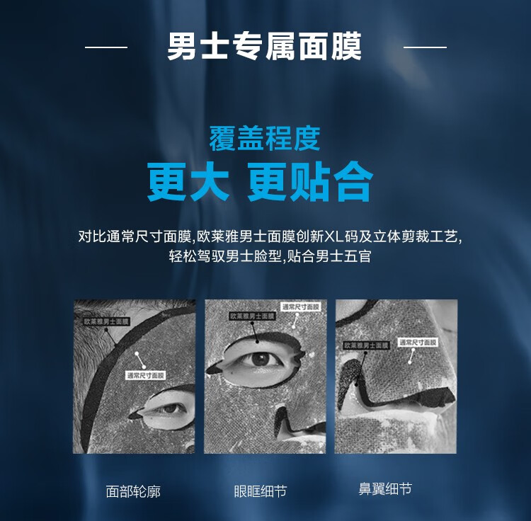 欧莱雅（L'OREAL） 男士面膜补水保湿清洁淡痘印保湿控油黑头印睡眠毛孔清痘护肤品 山泉水润保湿面膜20片