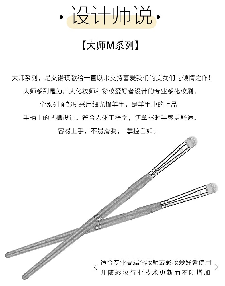艾诺琪（ENERGY） 大师系列M123化妆刷套装单支刷遮瑕刷眼影膏刷刷子 单只