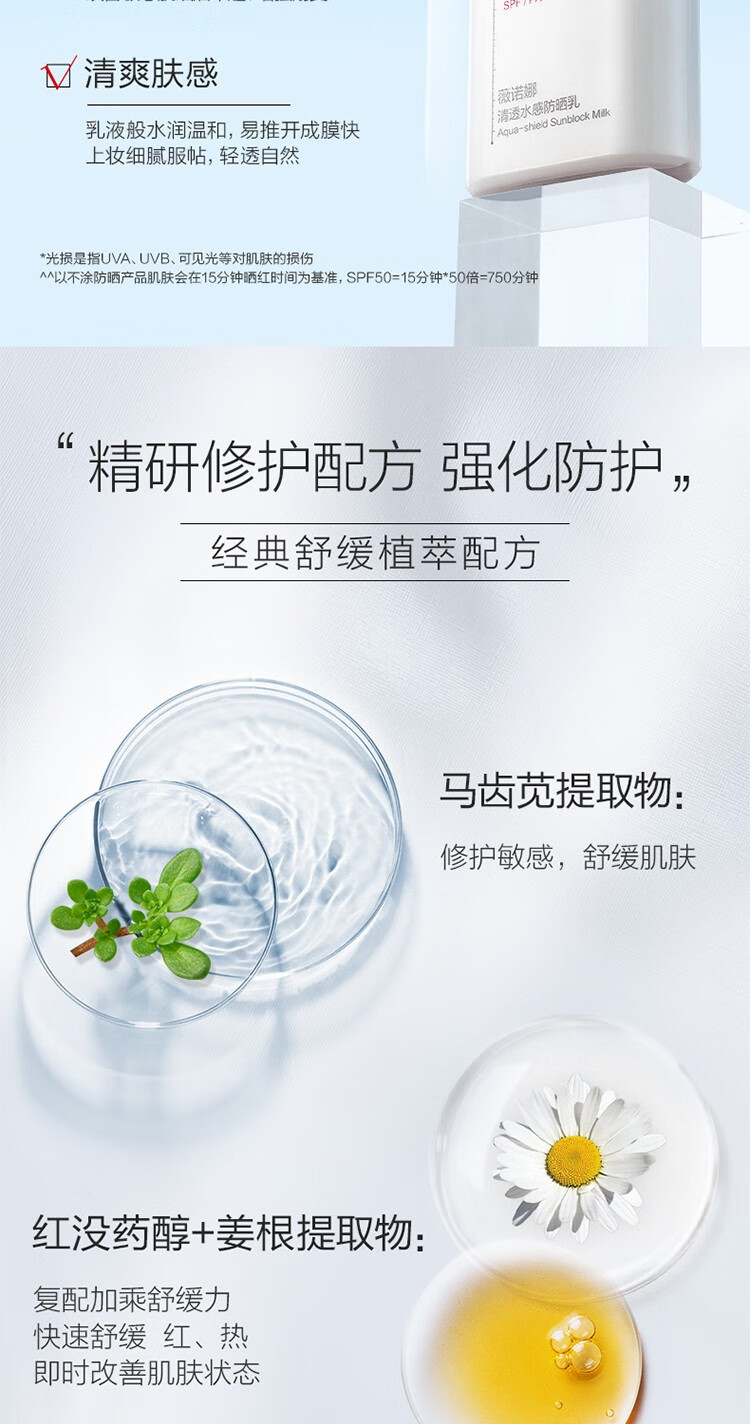 薇诺娜（WINONA）【屈臣氏】薇诺娜清透水感防晒乳SPF50PA+++ 50克