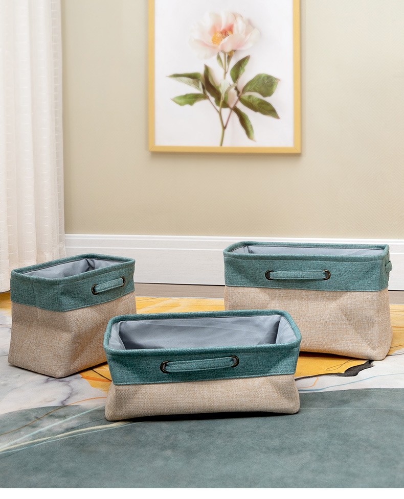 全友家居 布艺收纳盒三件套 桌面收纳筐 可折叠收纳整理箱 篮子宿舍神器DX115027 收纳三件套
