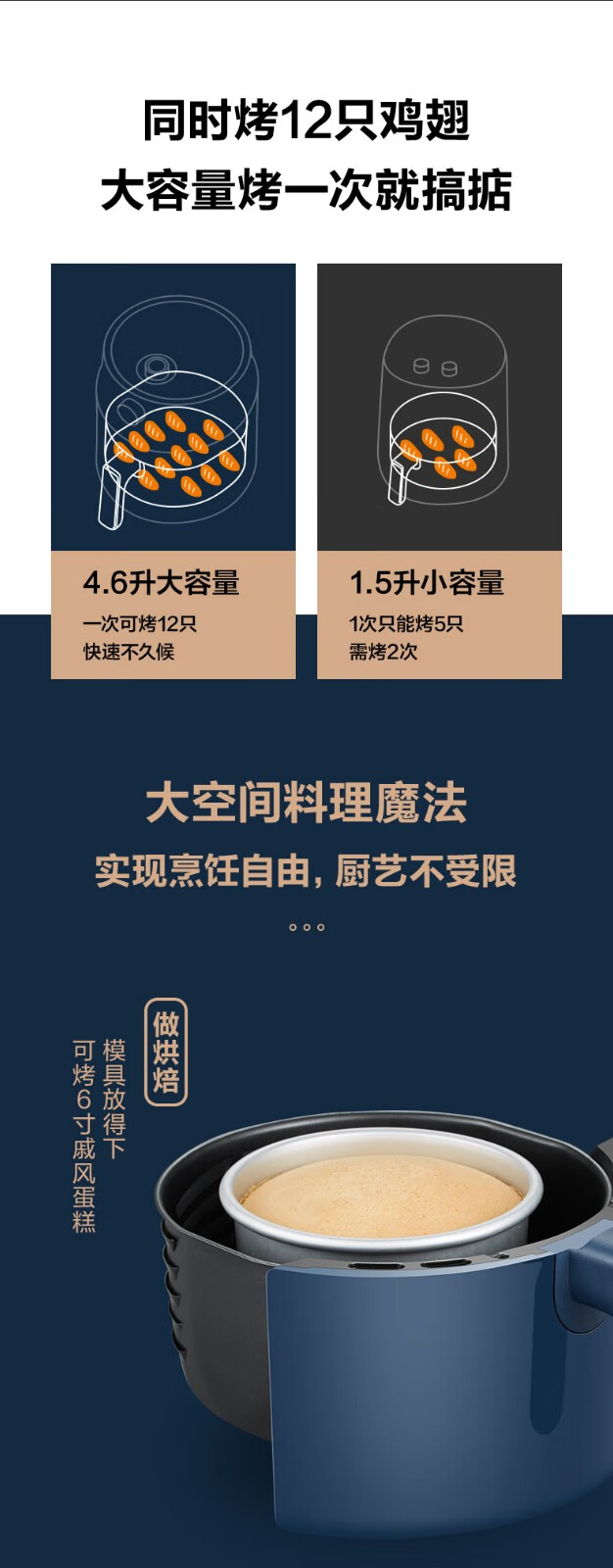 小熊 全自动多功能空气炸锅 4.6L 图13