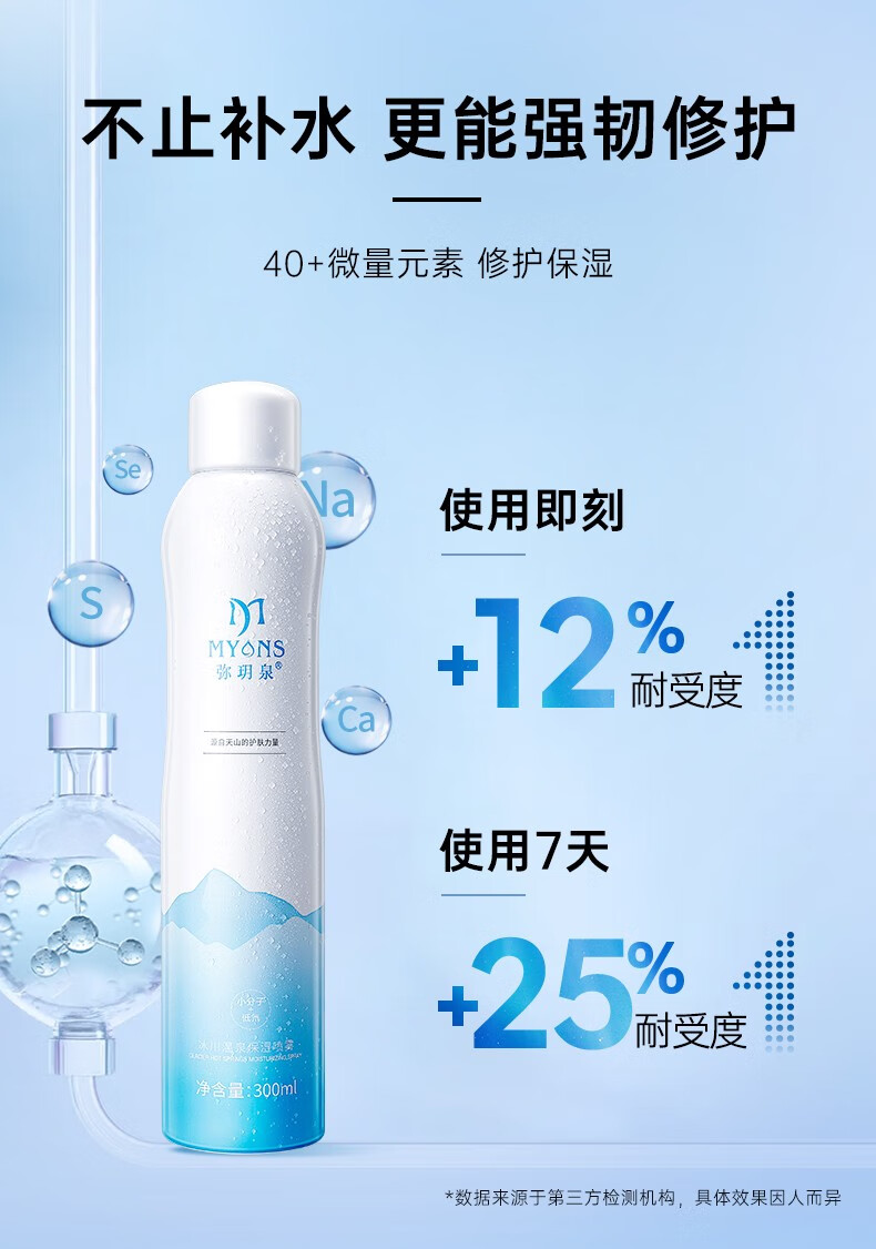 弥玥泉 补水喷雾保湿女舒缓妆前化妆水冰川温泉爽肤水弥月泉 300ml
