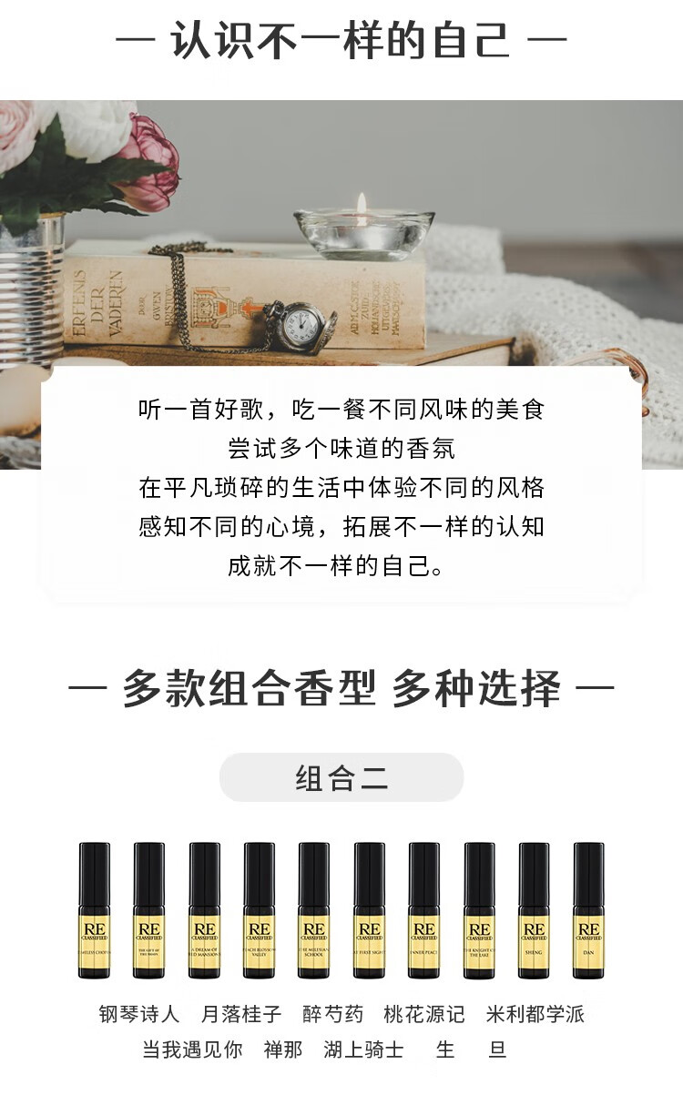 RE·CLASSIFIED 调香室沙龙香水小样男女士淡香水礼盒持久淡香清新自然浪漫礼物 经典系列组合二(2ml*10)