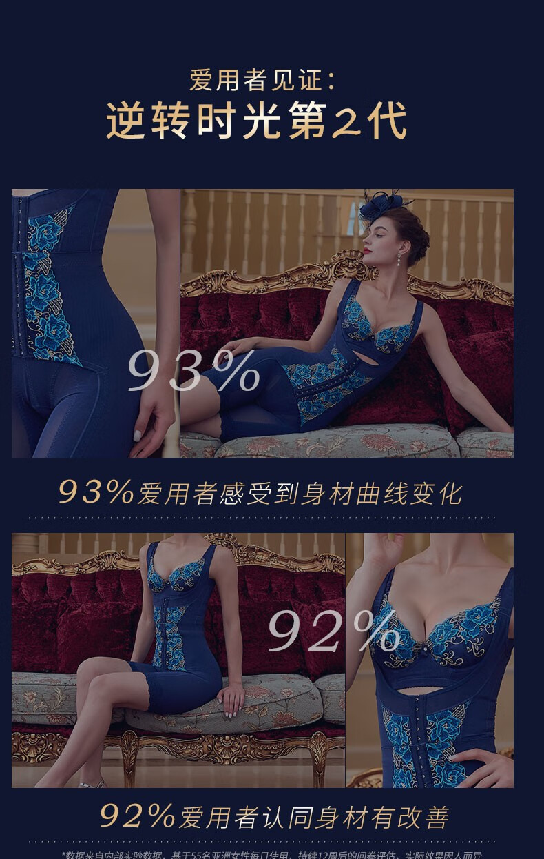 魔紫体雕后脱式身材管理器塑型收腹提臀连体塑身塑形内衣女【升级款美背收副乳】ML60