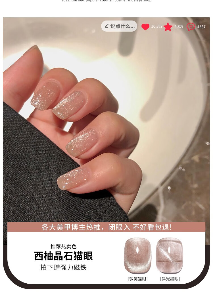 恩妮诗百搭万能晶石猫眼指甲油胶新款冰透持久极光美甲店专用光疗胶 【万能晶石猫眼】