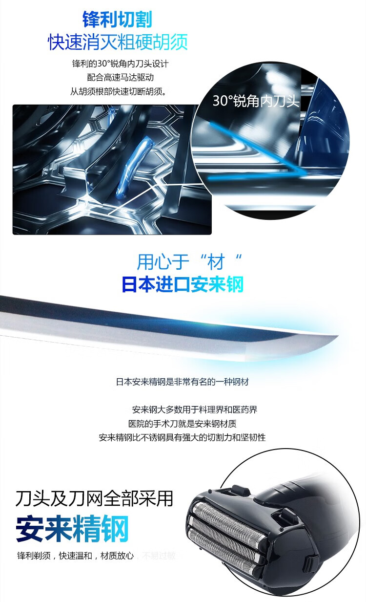 松下 ES-WSL7D 往复式电动剃须刀 安来精钢刀头 图13