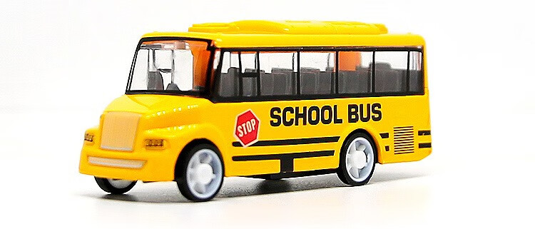 超级森林 合金车模型合金玩具车回力公交巴士车模型汽车摆件男孩玩具 黄色