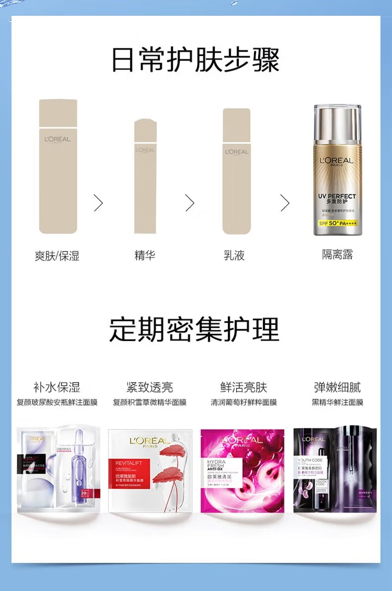 欧莱雅（L'OREAL）欧莱雅新多重防护隔离液40ml水感倍护清爽保湿户外防晒霜男女通用 1瓶装