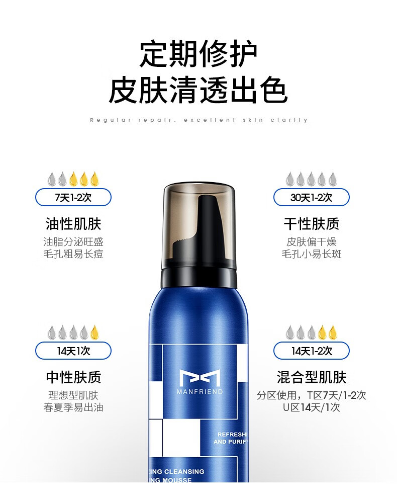 麦芙迪（MANFRIEND）男士去角质慕斯120ml温和深层清洁去角质面部洗面奶去死皮磨砂膏 去角质慕斯【到手２瓶】