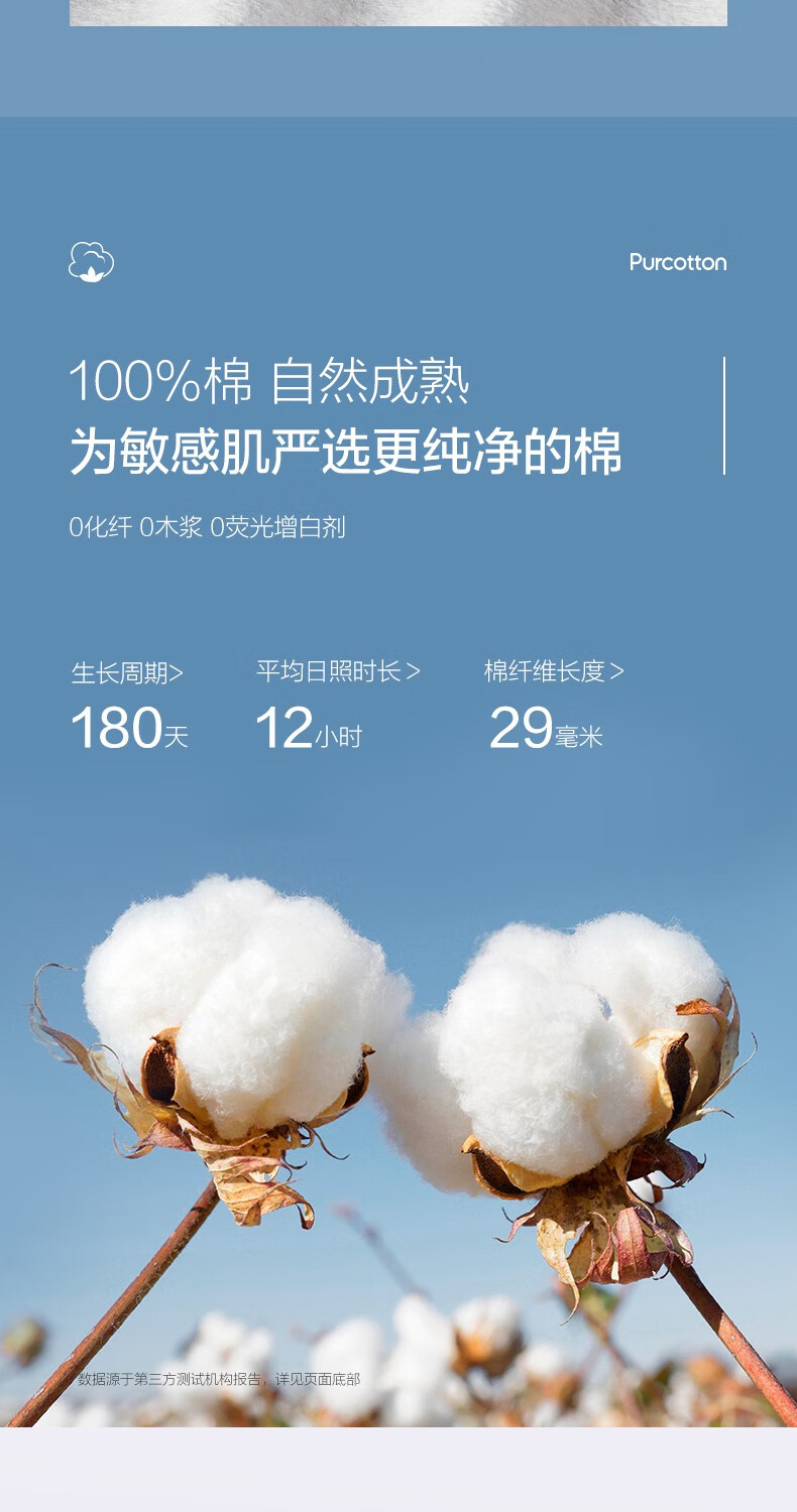 全棉时代[屈臣氏]纯棉柔肤洗脸巾 干湿两用 一次性洁面巾 20片