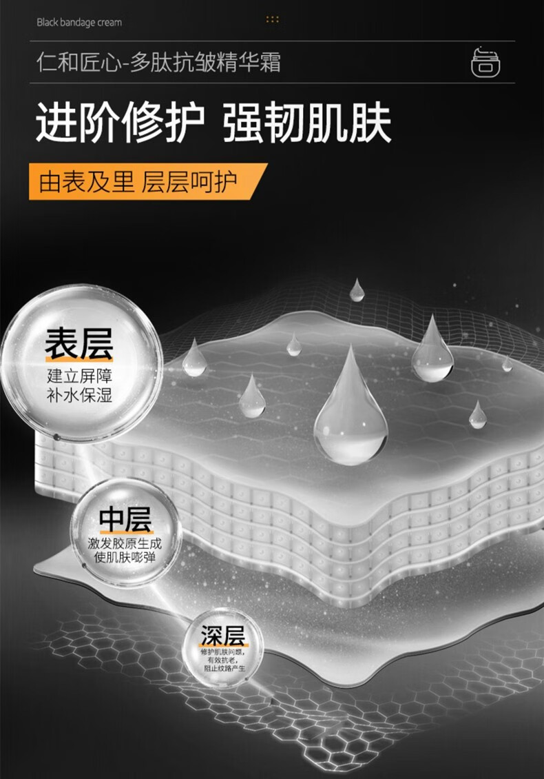 仁和匠心多肽抗皱精华霜提拉抗皱面霜补水保湿淡纹嫩肤霜面部精华护肤霜 2瓶【深抗皱】