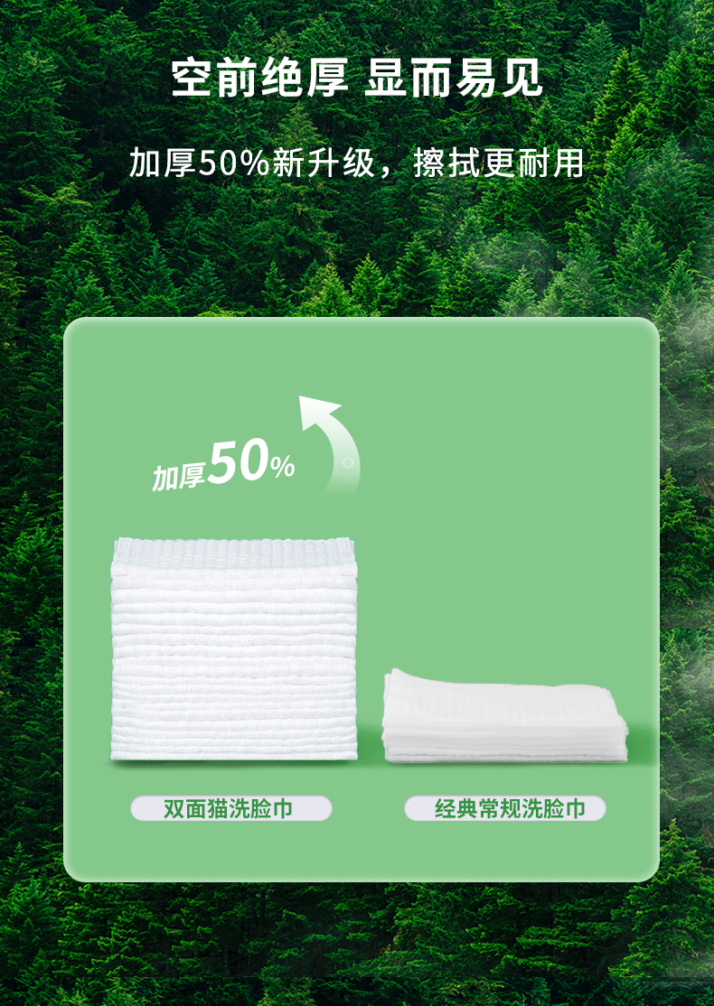 双面猫一次性洗脸巾抽取式棉柔巾干湿两用厚擦脸卸妆面巾洗面美容巾CS10 轻柔升级珍珠纹