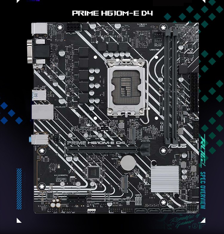 华硕(asus)prime h610m系列主板 cpu套装 d4主板 支持12代处理器 prim