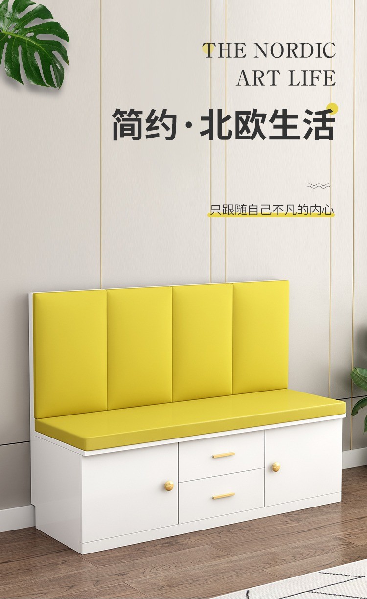 锦霜 卡座餐桌家用储物柜奶茶店西餐厅卡座沙发转角定制实木卡座沙发凳 抽屉款 坐垫款 长80宽45高85cm(颜色支持定制 )