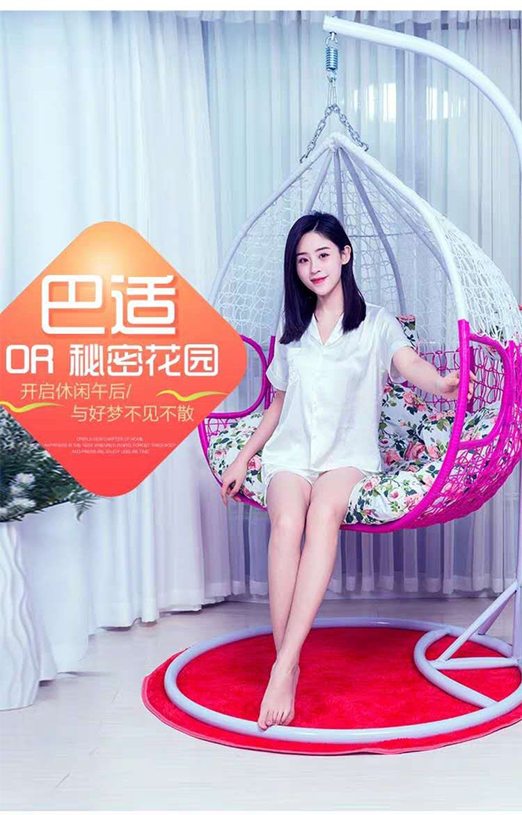 吊篮单人吊椅户外露台鸟巢吊床秋千室内网红阳台藤椅摇篮椅躺椅懒人摇椅庭院粗藤单双人秋千宿舍寝室吊床 单人白色细藤【无扶手】