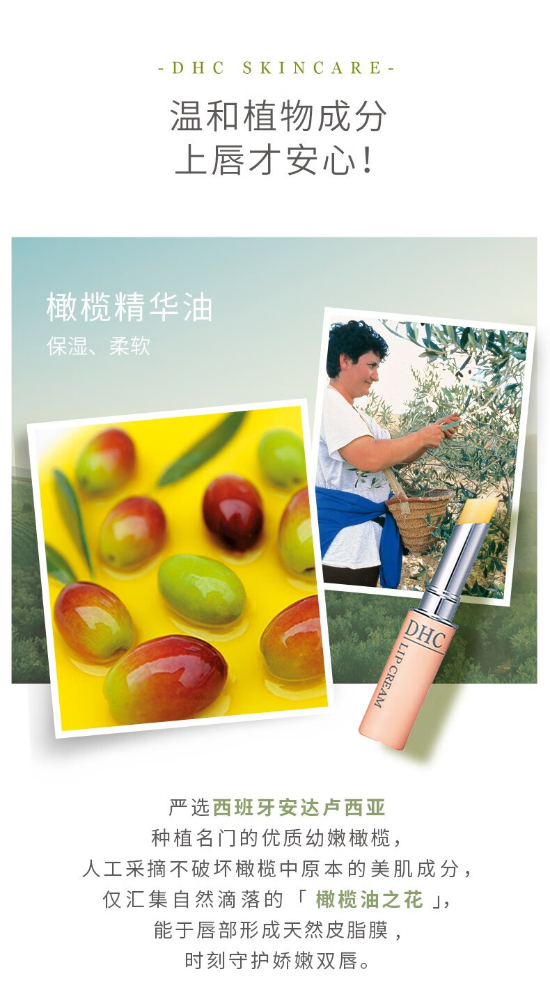 蝶翠诗DHC润唇膏橄榄护唇膏唇膜无色无味保湿滋润唇膏打底男女可用 唇膏1.5g