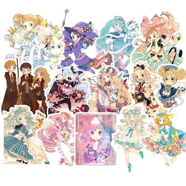 博楷茂兴二次元女孩梦幻萝莉手账贴纸素材贴画手账少女心装饰贴纸动漫