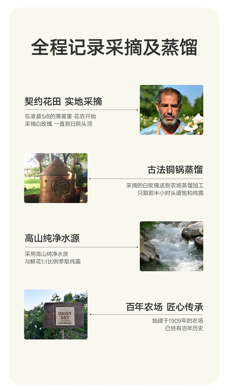 雏菊的天空（DAISY SKY） 保加利亚白玫瑰纯露补水爽肤水柔肤水护肤水补水柔肤水纯露玫瑰 白玫瑰318ml