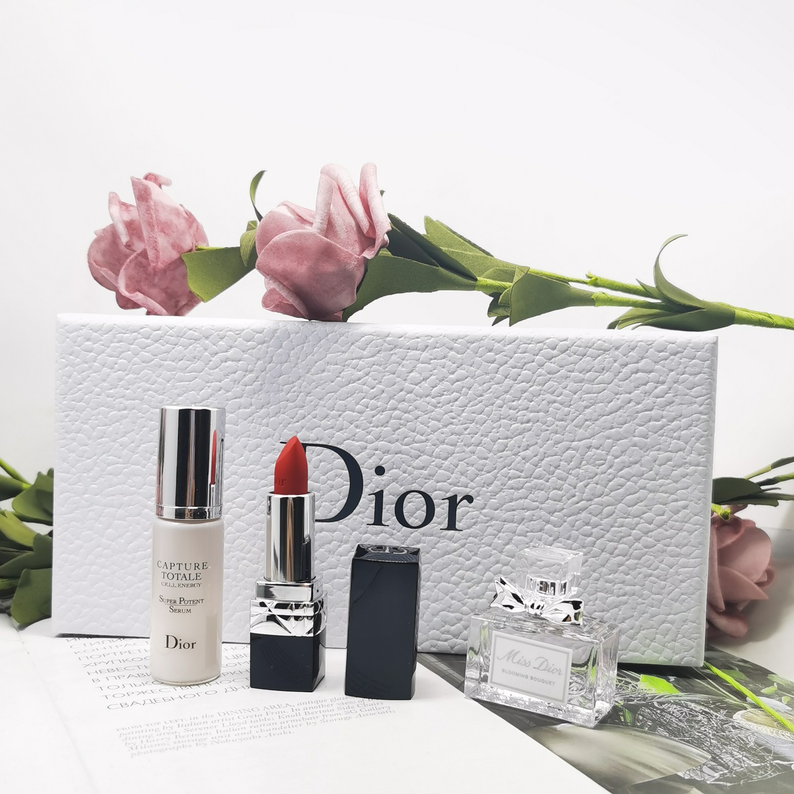 Dior迪奥【生日礼物送女友女生】彩妆礼盒口红小样护肤套装 23年珍礼：口红+微珠水+小姐香水
