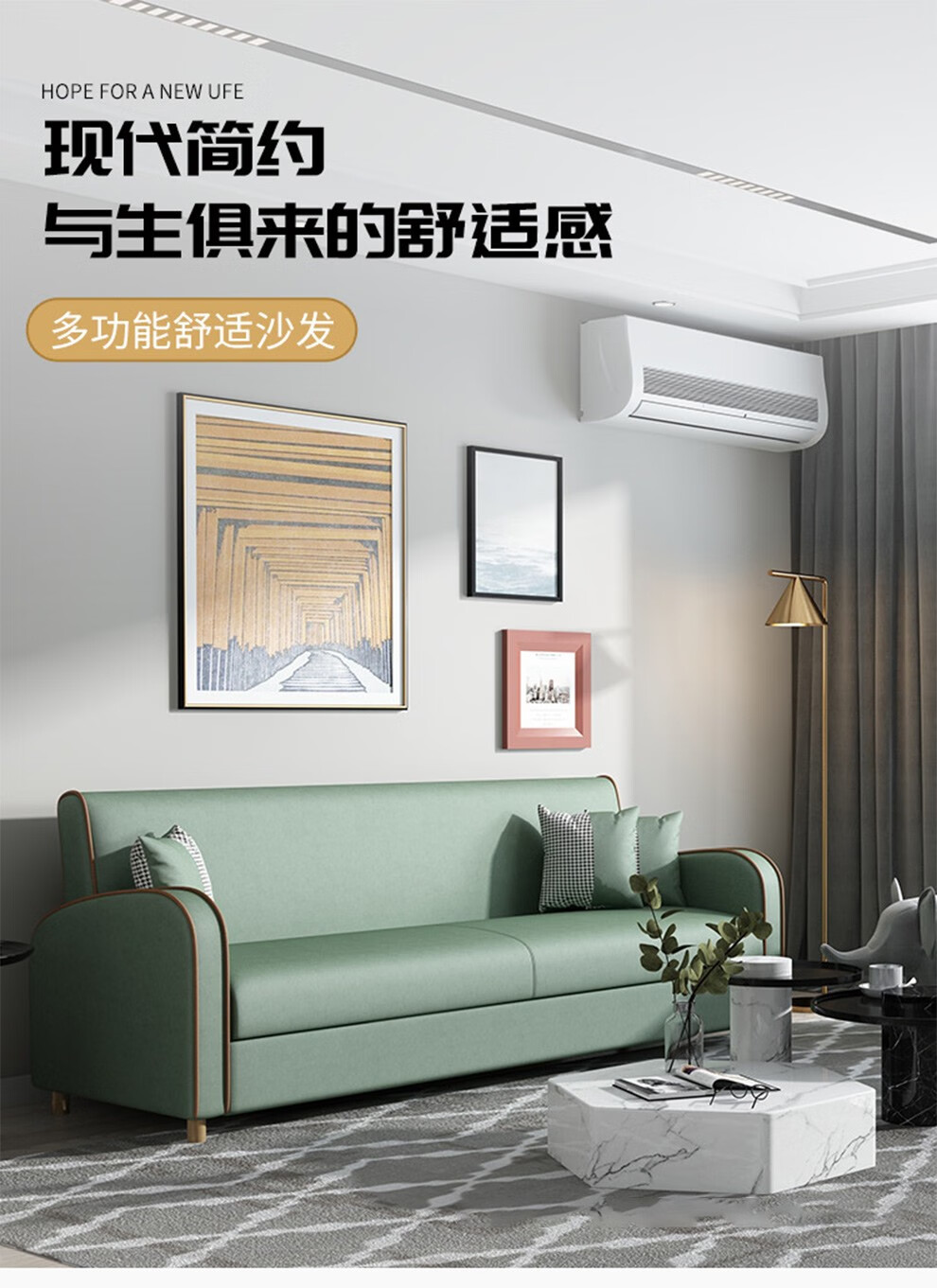 【工来工往】沙发PF客厅小户型实木沙发布艺懒人沙发现代简约沙发椅休闲办公懒人椅科技布沙发8071 8071 蓝色 大三人（随机抱枕）