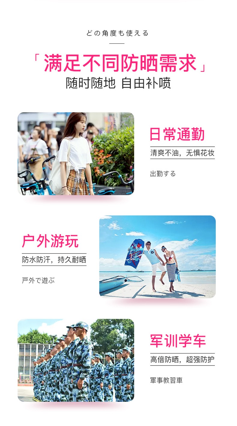 娜丽丝（Naris up）日本进口防晒喷雾学生军训面部全身防晒霜隔离防水耐汗清爽亮肤 防晒喷雾粉色1瓶【90g】