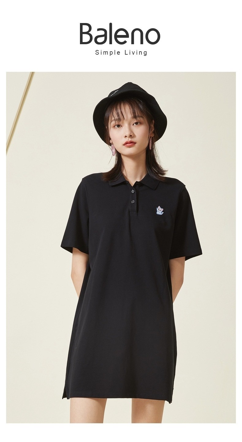 可爱猫咪刺绣,100%新疆棉,3色:班尼路 女士 学院风Polo连衣裙 39元包邮 值值值-买手聚集的地方