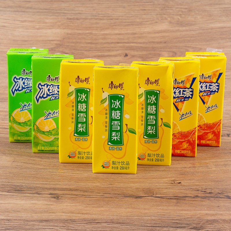 康师傅冰红茶盒装柠檬味250ml茉莉蜜茶冰糖雪梨冰绿茶饮料果汁蜂蜜