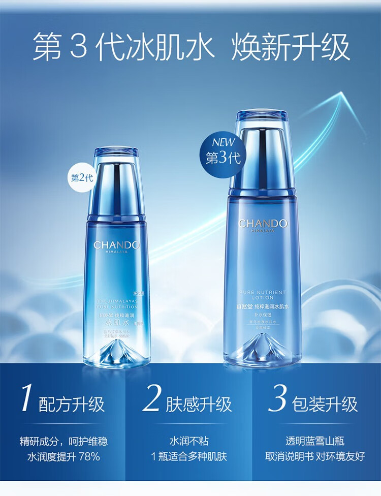 自然堂（CHANDO） 爽肤水柔肤水冰肌水精华水淡化细纹提拉补水保湿女护肤品礼物 水润水135ml（适合多种肤质）