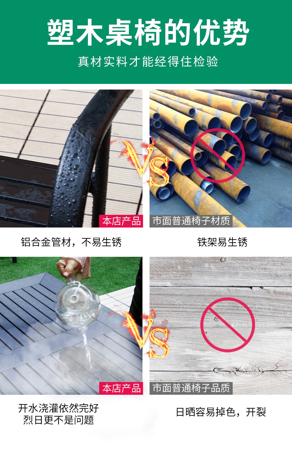 梵派（FAPOLITE）户外桌椅庭院桌椅组合三件套休闲咖啡厅室外露天阳台花园露台塑木桌椅 任意2椅+70锥脚方桌 巴克椅