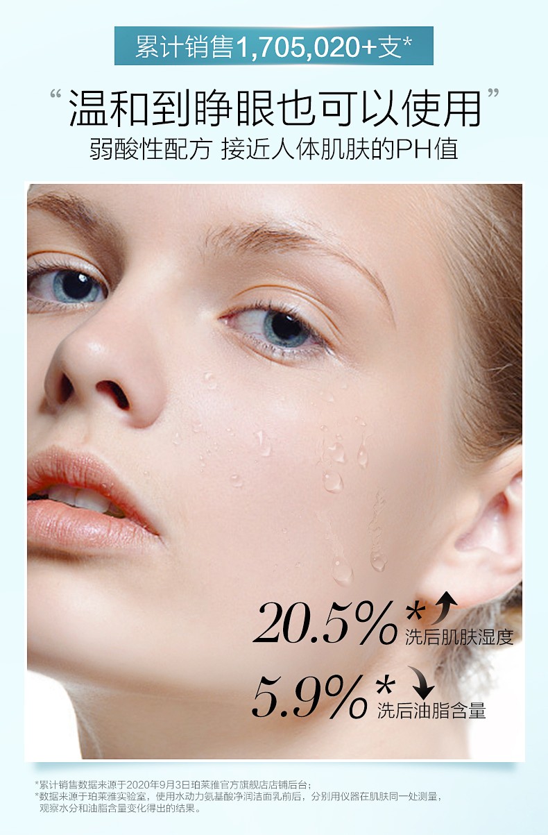 珀莱雅氨基酸洗面奶女深层清洁温和控油洁面乳男士可用 【到手共2只】