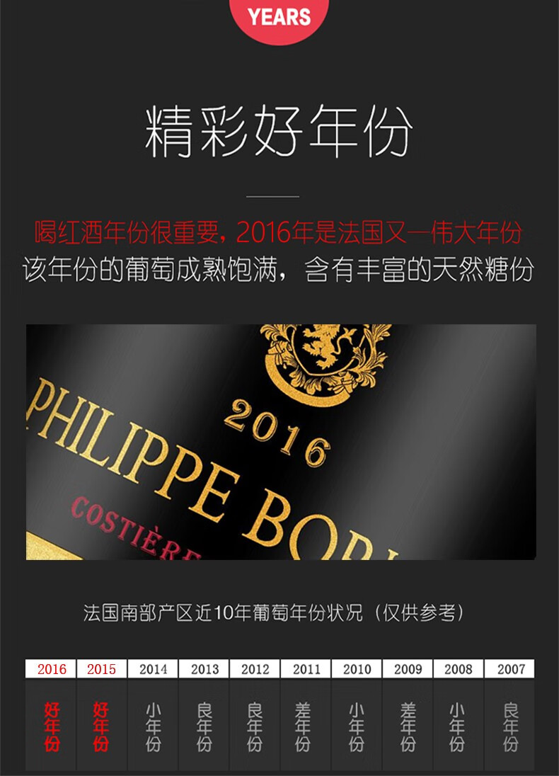 法国进口 Philippe Borlais 菲利宝莱 AOP级 传奇干红葡萄酒 750mL*6瓶*2箱 多重优惠折后￥268