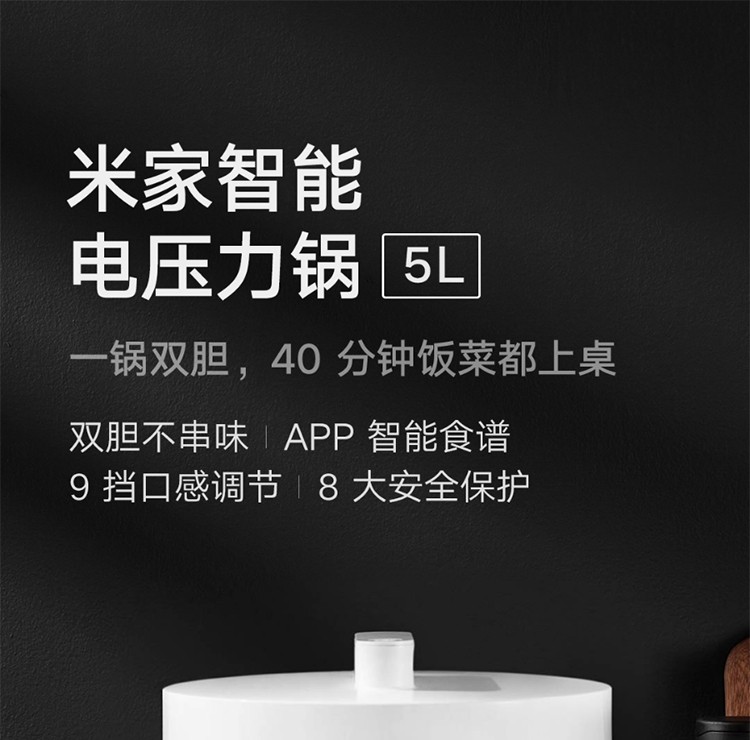 小米米家智能电压力锅5L双胆电高压锅家用高压锅大容量 米家智能电压力锅5L
