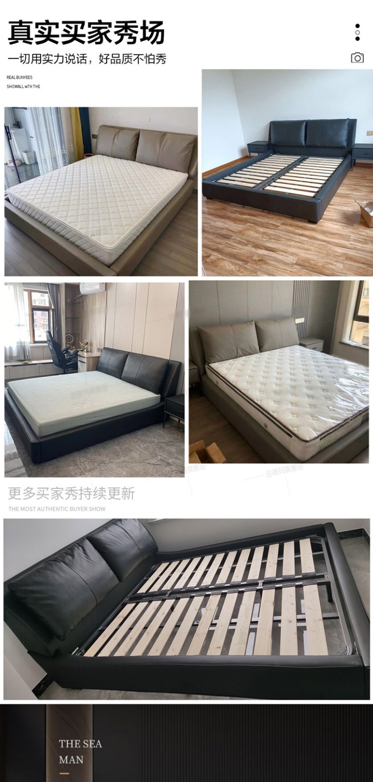 【限时直降】皇家公馆床意式轻奢床主卧进口纳帕皮床北欧ins风现代简约卧室床双人软包床 纳帕皮床+环保椰棕床垫【偏硬护脊】 1800mm*2000mm  （豪华加厚框架结构）