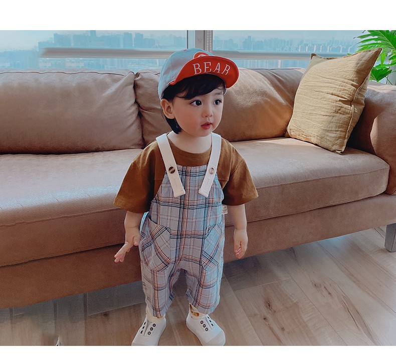 齐齐熊宝宝夏装套装2021夏季新款男童短袖两件套韩版婴儿衣服薄款 QQ7594上衣 120cm(60M建议身高108-114cm)