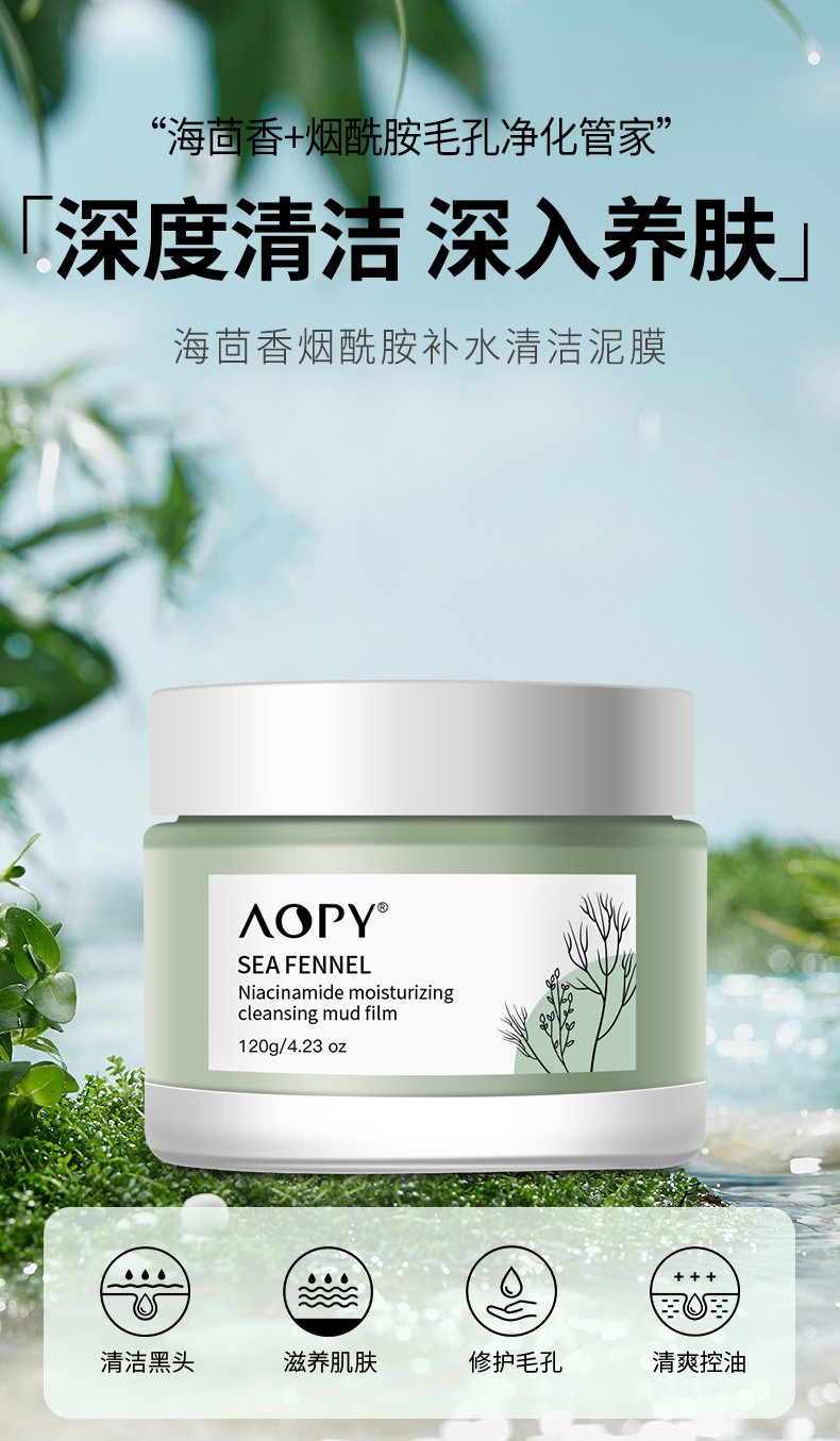 AOPY 海茴香清洁泥膜120g 深层清洁涂抹式收缩毛孔去黑头控油保湿面膜