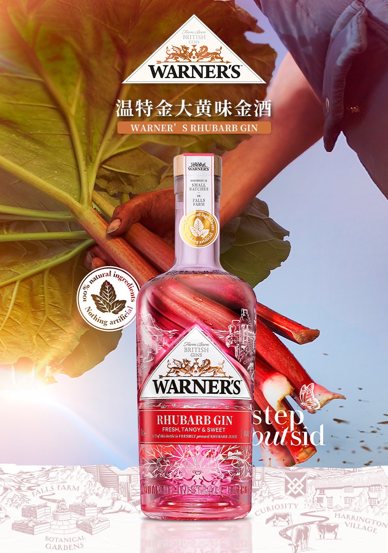 洋酒原瓶进口温特金手工金酒果味杜松子酒基酒warners700ml大黄味金酒