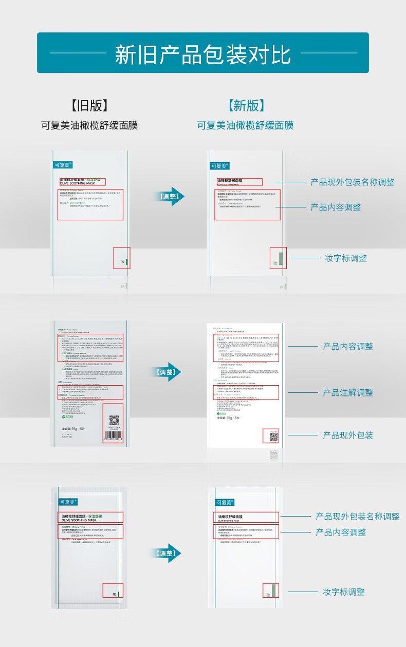 可复美油橄榄舒缓面膜 舒缓 保湿 韧肤 tk 油橄榄面膜2片
