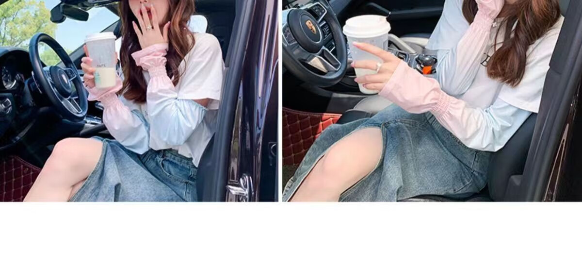 帝达芙美妆渐-变-冰-袖-防-晒-女-冰-薄-袖-套-冰-丝-料-开-车-夏-季 2双【渐变蓝+渐变粉】 均码