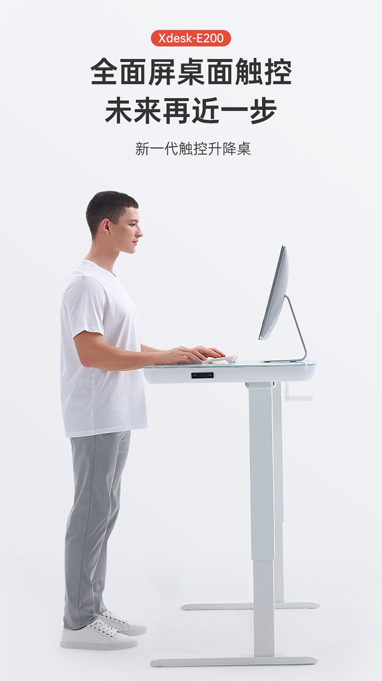 西昊Xdesk-E200 电动升降电脑桌极简苹果风电竞桌站立式台式书桌书房办公家用写字桌 E200 雅白 1.2m×0.6m（包安装）
