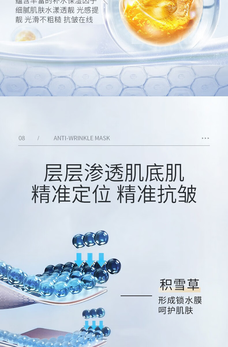 致朵（zhiduo）蓝铜胜肽盈润抗皱面膜 韩国进口积雪草提取物 透明质酸钠补水面膜 二盒装25ml*20片