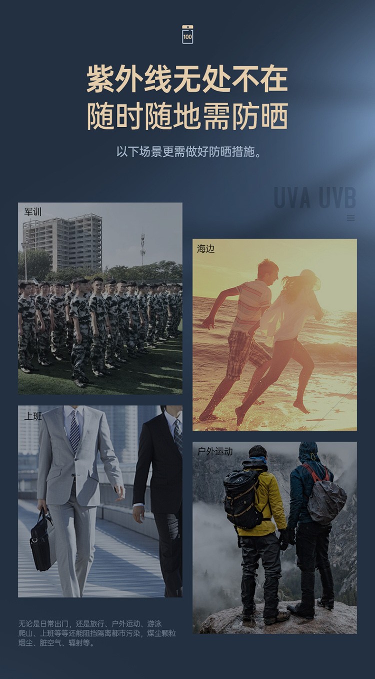 赫恩（H&E） 男士防晒霜户外脸部防水防汗晒后美白补水全身隔离乳100g SPF40PA+++