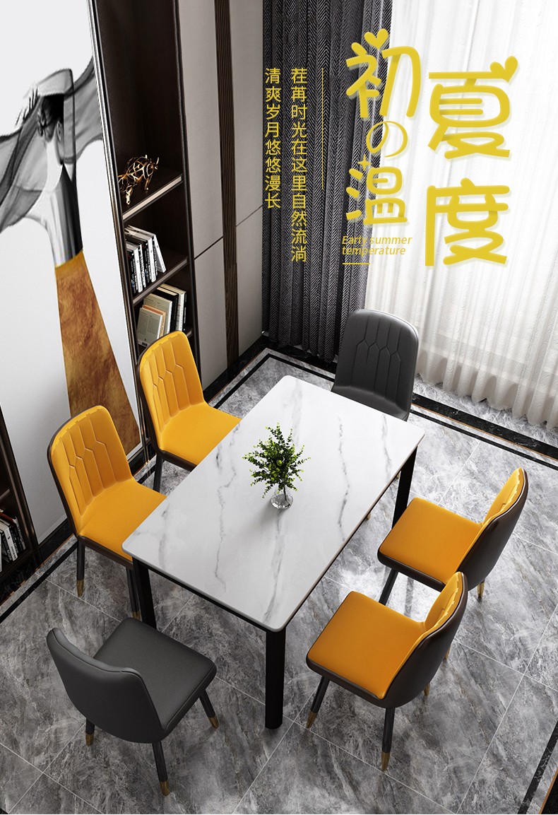 哈骆顿(HALODN) 岩板餐桌椅组合意式轻奢简约现代长方形饭桌小户型4人6人家用吃饭桌子北欧歺桌椅 岩板餐桌(雪山白) 120*70*75