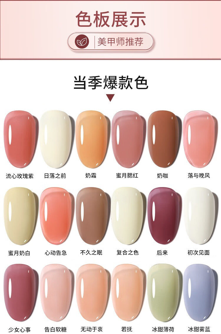 恩妮诗2023年新款流行裸色指甲油胶冰透显白三色套装全套持久美甲店专用 【自选3色】下单留言备注