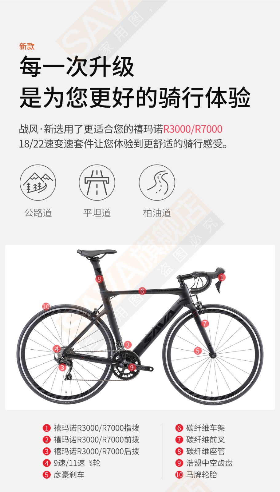 sava萨瓦战风700c碳纤维公路自行车禧玛诺变速公路车骑行赛车男女单车