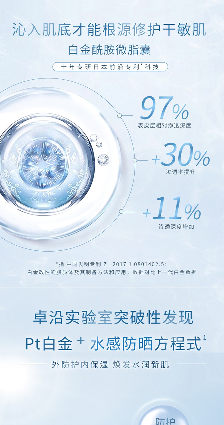 卓沿（SKIN ADVANCED） 屈臣氏卓沿舒润水凝防晒乳液SPF30军训户外隔离 50毫升